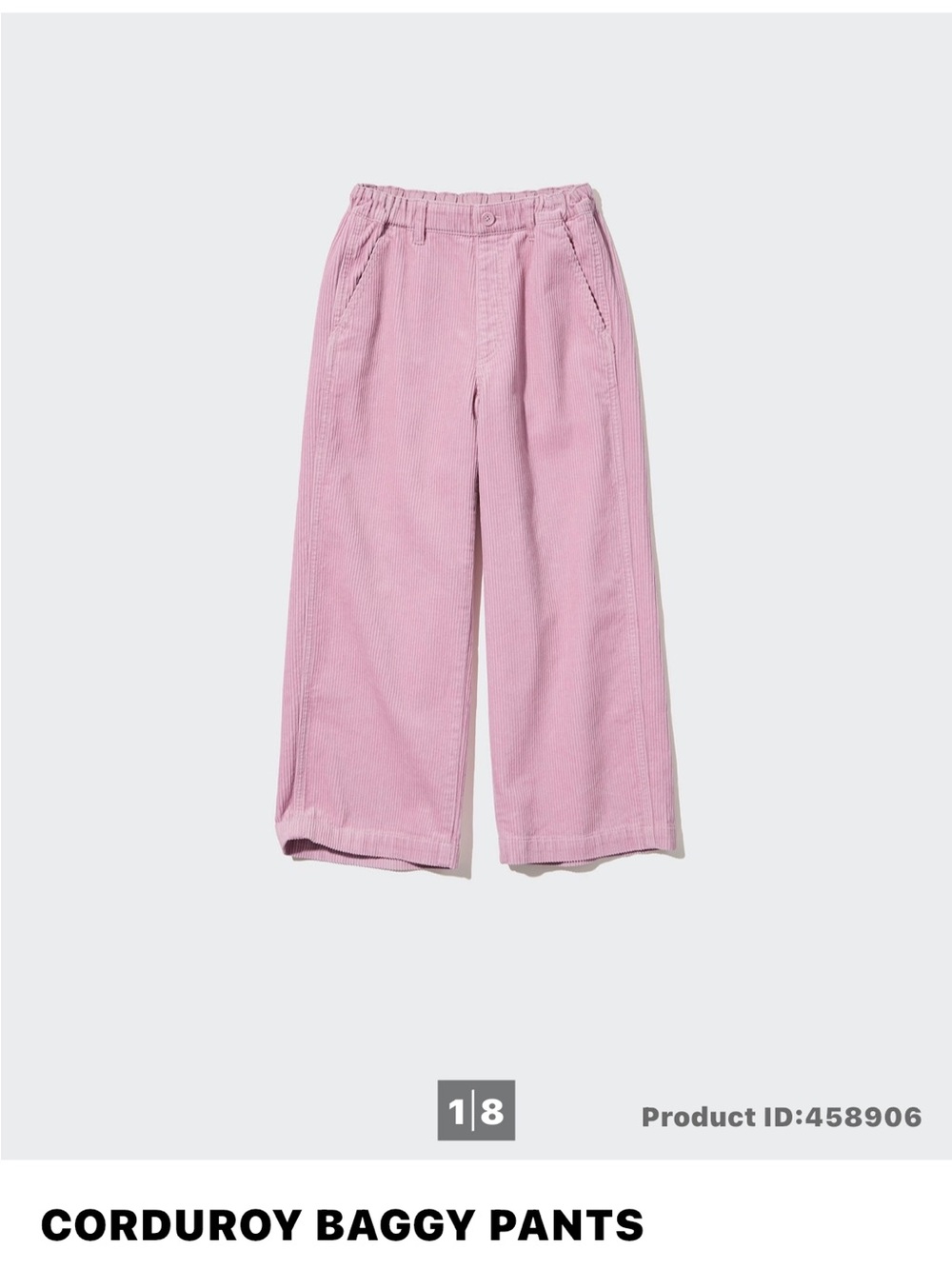 Uniqlo Kids Light Pink Corduroy Baggy Joggers